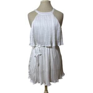 Lulus White Ruffled Plisse Halter Mini Dress Size XS NWT Bachelorette